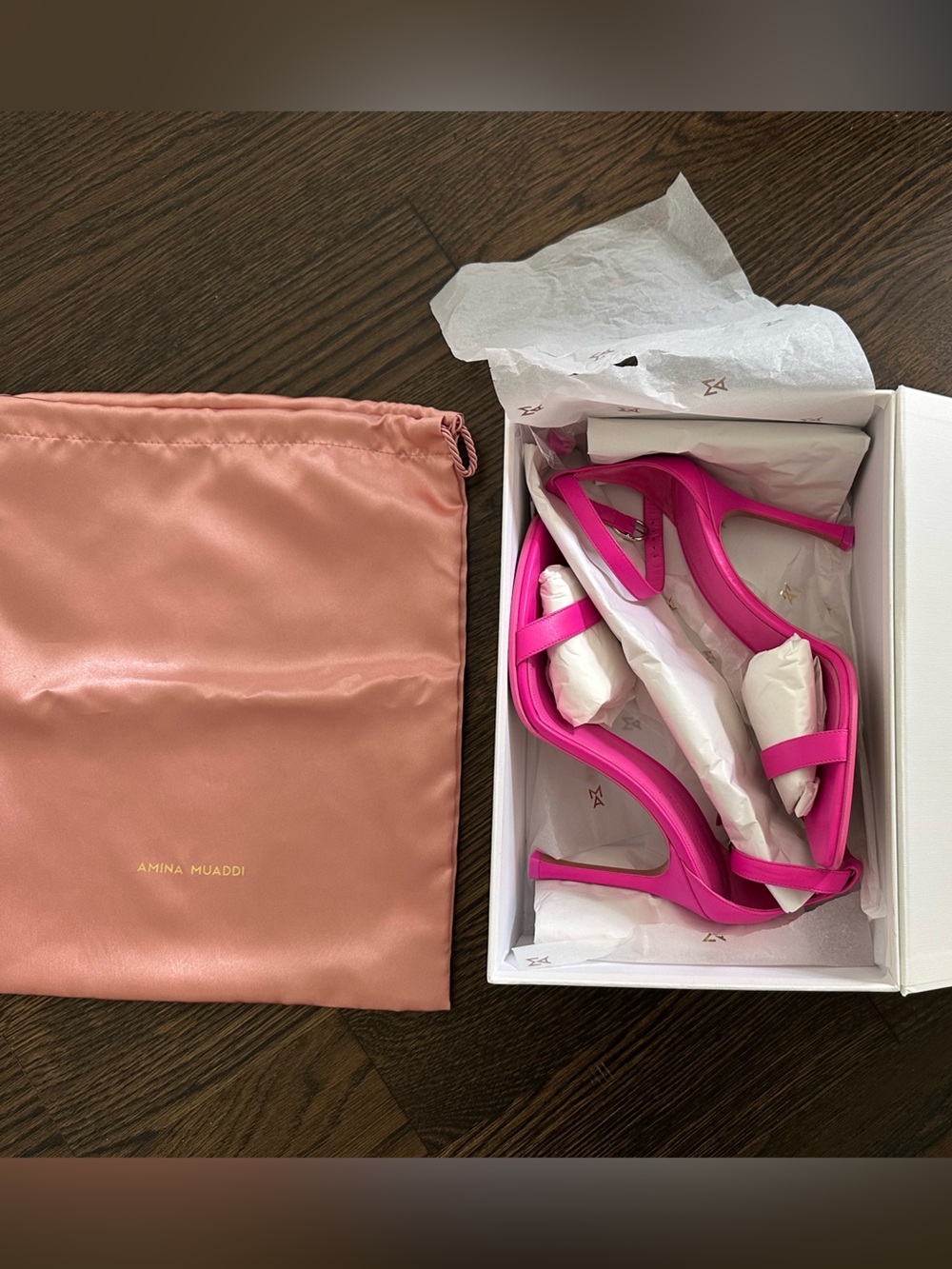 Amina Muaddi Pink Kim Sandals
